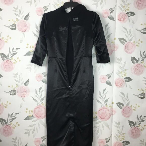 Mary Crafts Black Hourglass Dress womens XS 0 Business Cosplay Collared Neck - Picture 10 of 11